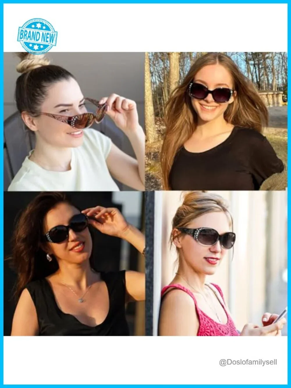 Polarized Rhinestone Wrap Around Sunglasses UV400 Protection
